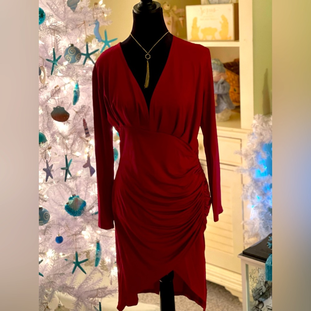 Elegant V Neck Long Sleeve Party Dress
